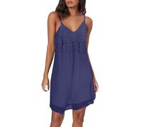 Sexy Strapless Midi Dress with Lace Trim for Women in Solid Colour(Bu2,S)