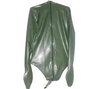 Sexy Traje De Baño De Látex Verde Oliva Guantes Capuchas Boca Abierta Catsuit De Látex Mono De Goma,Negro,yo