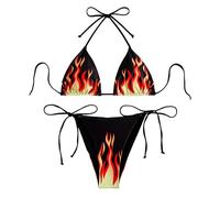 Sexy Two Bikini Sets for Women Triangle Top & Tanga Tie Up Swimsuit, rojo, L