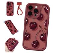 Sexy Wine Cherry Graffiti Phone Case,Wine Cherry Graffiti Full Protection Phone Cases,Creative Stylish Fruit Design Protective Covers for iPhone 12/13/14/15/16/17 Pro/Pro MAX (for16 Pro MAX)