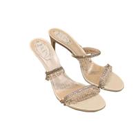 Sexy Women Sandals Thin Heel Rhinestone High Heels Open Toe Backless Slippers Fairy Style(White(8cm),35)