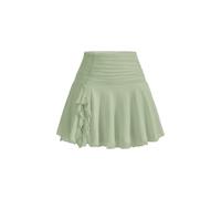 Sexy Women's Mini Skirts Solid Ruched Ruffle Hem Skirt A-Line High Waist Flared Club Skirt