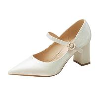 Sexy Women's Wedding High Heels Fashion Chunky-heeled Pumps Elegant Comfortable Dress Wedding Evening Bridal Party Shoes(38 EU)