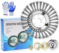 sexyhot 8" Profesional Cepillo para Desbrozadora con 4 Accesorios, Cabezal de Cortadora de Césped Circular, Cepillo para Malas Hierbas para eliminar musgo y óxido en el marciapied