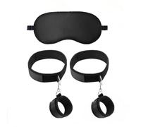 Sexyhot BDSM Kit de Bondage, Juguetes Sexuales Bondage Kit, SM Juguete Sexual, Esposas para Piernas (Ajustable) + Máscara de Seda para Ojos, Cama Juguetes Sexuales Eróticos(Negro)