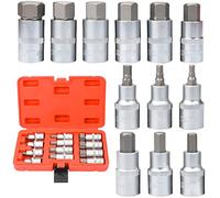 sexyhot Juego de llaves hexagonales, puntas de destornillador hexagonales, 1/2 pulgadas, Premium S2, 12 piezas, métricas