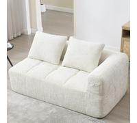 Seyakany - Sofá cómodo para 2 personas, no requiere montaje, sofá esquinero con cojines, bolsillos laterales para teléfonos móviles o mandos a distancia, cuidado y elegante, color beige