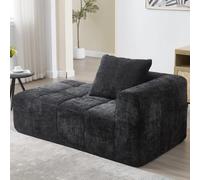 Seyakany - Sofá de cama cómodo, no requiere montaje, sofá esquinero con cojines, bolsillos laterales para teléfonos móviles o mandos a distancia, limpio y elegante, color negro
