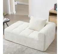 Seyakany - Sofá moderno de 1 plaza con 1 cojín, sofá esquinero con bolsillos laterales para mando a distancia y teléfono móvil, chaise longue con cuidado y elegante, no requiere montaje, color beige