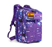 SEYATULLH Mochila Táctica Militar 45L,Gran Capacidad, para Senderismo,Acampada y Crossfit,Hombre/Mujer (Sin bolsillo lateral, Tie - Dye morado)