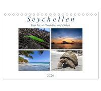 Seychellen - Das letzte Paradies auf Erden (Tischkalender 2026 DIN A5 quer), CALVENDO Monatskalender: Inseln wie aus dem Bilderbuch. Lange weiße Sandstrände, Palmen und glasklares Wasser.