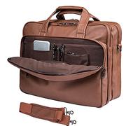 seyfocnia Bolso de cuero para ordenador portátil para hombre, 15.6 pulgadas, 17.3 pulgadas, maletín de negocios, bolso de hombro para computadora, [H]marrón, 39,63 cm, Mensajero