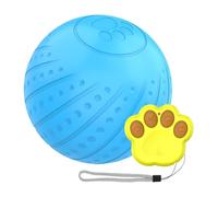 SEYIMTU Pelota interactiva inteligente para perros con luces LED y control remoto, rodamiento automático de 360° con silicona de reducción de ruido, carga tipo C para perros pequeños y grandes (azul)