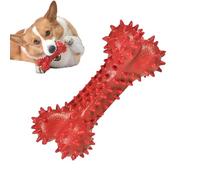 SEYIMTU Spiky Bone - Juguete dental para masticar con picos de masaje para limpieza de dientes y salud de las encías, goma natural (rojo)