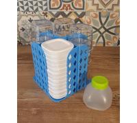 Seylab | Almacenamiento 12 tarros y tapas para yogurtera SEB multidelicias, fabricado en Francia (azul claro)