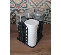 Seylab | Almacenamiento 12 tarros y tapas para yogurtera SEB multidelicias, fabricado en Francia (Negro)