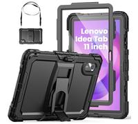 SEYMAC Funda para Lenovo Idea Tab 11 2025/Tab M11/Tab K11 Gen 2, Negro | Funda Resistente con Protector de Pantalla, Soporte Plegable, Correa para el Hombro, Portalápices, Antichoque, Anticaídas