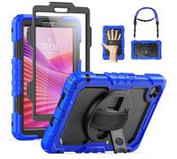 SEYMAC Funda para Lenovo Tab One/Tab K9 de 8,7 Pulgadas 2025 (TB305XU/TB305FU), Funda para Lenovo a Prueba de Golpes con Protector de Pantalla, Soporte Giratorio de 360°, Correa para el Hombro, Azul