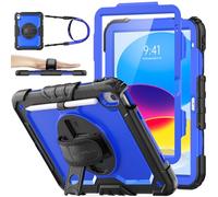 SEYMAC stock Funda para iPad (A16) 11ª Generación 2025 11 Pulgadas/iPad 10ª Generación 2022 10.9 Pulgadas con Protector de Pantalla, Soporte para Lápiz, Giratoria 360° con Correa Mano, Azul