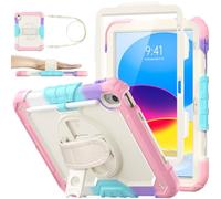 SEYMAC stock Funda para iPad (A16) 11ª Generación 2025 11 Pulgadas/iPad 10ª Generación 2022 10.9 Pulgadas con Protector de Pantalla, Soporte para Lápiz, Giratoria 360° con Correa Mano, Rosa