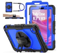 SEYMAC stock Funda para Lenovo Tab One/K9 8,7 Pulgadas 2025, Funda Resistente con Protector de Pantalla [Soporte Giratorio de 360°/Correa de Mano] Portalápices & Bandolera, Azul