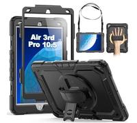 SEYMCY Funda para iPad Air de 3ª generación 2019/iPad Pro de 10.5 pulgadas 2017, cuerpo completo a prueba de golpes con protector de pantalla, correa de mano giratoria de 360° y soporte, soporte para