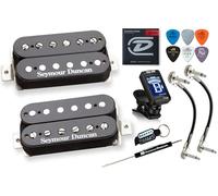 Seymour Duncan Hot Rodded Humbucker Set SH-2n Jazz SH-4 JB Guitar Pickup Tonebird Tuner, Patch, Picks, Strings, Bundle Perfecto para Blues, Rock, Country y Metal (negro)
