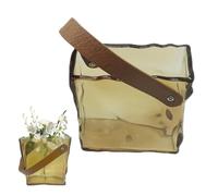 Seyrnicay Florero de bolso de mano | Jarrón único con asa, diseño estético, jarrón fresco y lindo, jarrones de 6.1 x 5.59 pulgadas para centros de mesa, decoración de mesa de boda