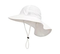 SEYUFN Baby Sun Hat Girl Boy Neck Protection Hat Children Breathable Bucket Hats Baby Girl Beach Hat Sombrero de Verano para niños pequeños (6-24 Meses, A-Blanco)