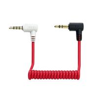 SEYUGOPTI Cable en espiral de micrófono TRS a TRRS de 3,5 mm, compatible con Rode SC7, VideoMic, VideoMicro Go, Boya, Smartphone, otro micrófono externo, cable en espiral de micrófono macho de ángulo