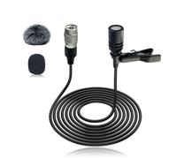 SEYUGOPTI Lavalier Micrófono de solapa compatible con Audio-Technica, micrófono de condensador unidireccional con enchufe Hirose de 4 pines para enseñanza de entrevistas de vlog, color negro