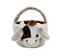 Seyurigaoka Cesta de Pascua con forma de vaca, huevos de caza, bolsas de Pascua, cubos de almacenamiento de dulces para niños, niñas y niños (bonita vaca, talla única)