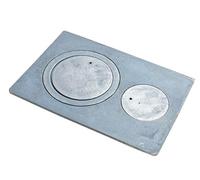 SEZAM Placa de fundición para horno con 2 agujeros, 40 x 27 cm, placa de carbón de hierro fundido gris