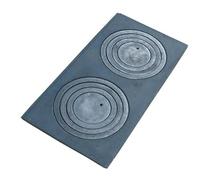 SEZAM Placa de fundición para horno con 2 agujeros, 65 x 37,5 cm, placa de carbón de hierro fundido gris