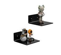 Sezanrpt 15 cm pequeños estantes de pared negros juego de 2, estante de exhibición montado en la pared para dormitorio, sala de estar, altavoz inteligente, reloj, decoración, paquete de 2 unidades