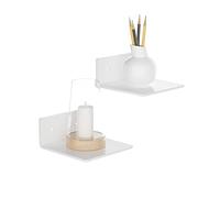 Sezanrpt 15 cm Set de estantes de pared de acrílico blanco de 2, estantes de exhibición de almacenamiento montados en la pared para dormitorio, sala de juegos, sala de estar, baño, comedor, oficina