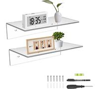 Sezanrpt 30 cm transparente pequeño acrílico estante de pared flotantes para sala de estar Funko Pop Set de 2