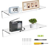 Sezanrpt 43 cm de estantes de pared de acrílico para dormitorio, coleccionables, Funko Pop, altavoces, plantas, juego de 2 unidades