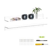 Sezanrpt 91,5 cm Estantería de pared flotante de acrílico para plantas, radio, funko pop, libros, marcos, relojes, cosméticos, artículos de tocador, juego de 2