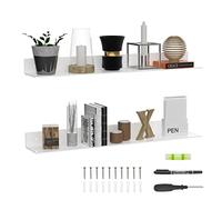 Sezanrpt 91,5 cm, estantes blancos que se mueven hacia adelante y hacia atrás para decoración de pared, acrílico para el hogar, con un destornillador gratis, juego de 2