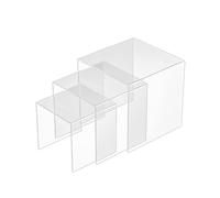 Sezanrpt Clear acrílico Risers 3 piezas, soporte cuadrado acrílico para exhibición de alimentos, mesa, estante de exhibición para vendedores, coleccionables, perfume, plantas pequeñas - 12,7 x 15,2 x