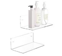 Sezanrpt Estante transparente de 20 cm para pared, acrílico, pequeño estante organizador de pared para el hogar, decoración de la habitación, ahorro de espacio, profundidad 10 cm, paquete de 2