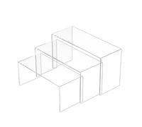 Sezanrpt Estantería elevadora transparente de 3 piezas, organizador rectangular de acrílico para encimera, soportes acrílicos para bolsos, zapatos, juguetes, coleccionables, 9 x 9.5 x 10 pulgadas