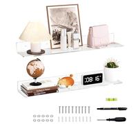 Sezanrpt Estanterías suspendidas largas de 76 cm para pared, en acrílico, para plantas, radio, funko pop, libros, marcos de fotos, reloj, cosméticos, artículos de tocador, paquete de 2 (76 cm)
