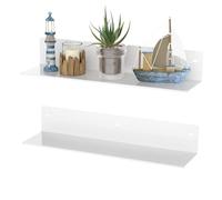 Sezanrpt Estantes acrílicos blancos de 40 cm, estante de especias colgante de pared, organizador de pared, para cocina, comedor, salón, dormitorio, baño, 2 unidades