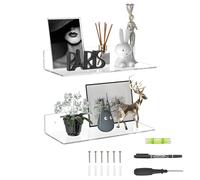 Sezanrpt Estantes acrílicos transparentes de 38 cm, estantes de pared para dormitorio, estantes de exhibición de pared para coleccionables, Funko Pop, altavoces y plantas, paquete de 2