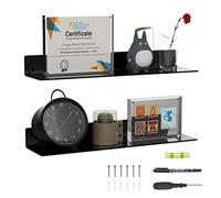 Sezanrpt Estantes de acrílico negro de 60 cm, estantes de exhibición de plexiglás para decoración de pared, muñecas, cosméticos, perfumes, libros, figuras de acción, juego de 2 unidades