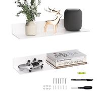 Sezanrpt Estantes de pared acrílicos blancos de 50 cm para almacenamiento y organizador, estantes de exhibición de pared de plexiglás para decoración de pared, muñecas, cosméticos, perfumes, libros, 2