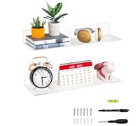 Sezanrpt Estantes de pared transparentes de 20 pulgadas para pared, estante flotante acrílico montado en la pared para plantas, altavoz, radio, Funko Pop, animales de peluche, libros, cosméticos,