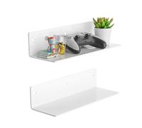 Sezanrpt Juego de 2 estantes de pared acrílicos blancos de 30 cm, para plantas, altavoces, cámara, artículos de tocador, tarros de especias, café, velas, zapatos para 2 unidades